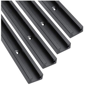 lot 17 image: Hot Favorable T-Track 36��Double Cut Profile Universal with Predrilled Mounting Holes-Woodworking and Clamps-High Strength Aluminum Alloy 6063-Fine Sandblast Black Anodized��4 Pack(black)