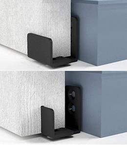 lot 21 image: SMARTSMITH Simple Design Wall Mounted Sliding Barn Door Bottom Floor Guide with Adjustable Bracket, Black Powder Coated