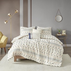 lot 22 image: Urban Habitat Auden FullQueen Cotton Jacquard Comforter, Set of 5 Bedding