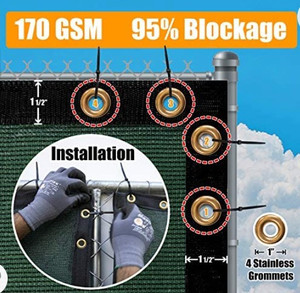 lot 23 image: Amgo 8 x 50 Green Fence Privacy Screen Windscreen,with Bindings & Grommets, Heavy Duty for Commercial and Residential, 90% Blockage, Cable Zip Ties Included, (Available for Custom Sizes)