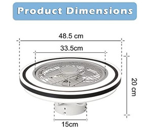 lot 24 image: QZFH Low Profile Ceiling Fan with Light, Remote Control 19 inches LED Dimmable lighting Modes, 3 Wind Speeds, 110V Semi Flush Mount Invisible Enclosed Blade Mute Fan Lights for Small Bedroom