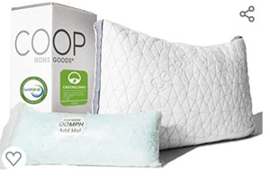 lot 27 image: Coop Home Goods Eden Pillow Queen Size Bed Pillow for Sleeping - Adjustable Cross Cut Memory Foam Pillows with Cooling Gel- Washable Cover from Viscose Rayon - CertiPUR-USGREENGUARD Gold Certified