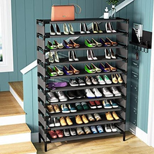 lot 29 image: 10 Tiers Shoe Rack, Large Capacity Shoe Organizer, Shoe Shelf for 50 Pair, Metal Shoe Rack, Tall Shoe Shelf