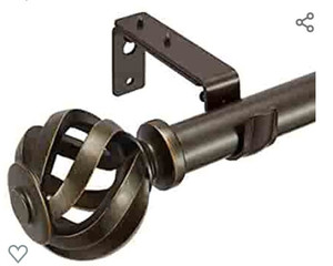 lot 30 image: Window Curtain Rod - 1 Inch Curtain Rods for Windows 28 to 48 Inches, Adjustable Curtain Rod, Single Curtain Rod Farmhouse Style with Resin Finals,Twisted Birdcage Design, Antique Brown
