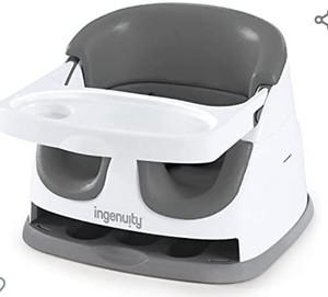 lot 48 image: Ingenuity Baby Base 2-in-1 Booster Feeding and Floor Seat with Self-Storing Tray, Slate