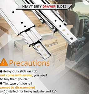 lot 52 image: AOLISHENG Heavy Duty Drawer Slides 20 Inch Full Extension Ball Bearing Industrial Drawer Slides 3 Section Drawer Tracks and Runners 450 lb Load Capacity Side Mount 1 Pair