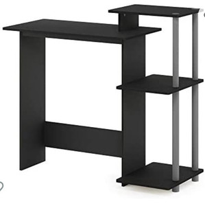lot 56 image: Furinno Efficient Home Laptop Notebook Computer Desk with Square Shelves, BlackGrey