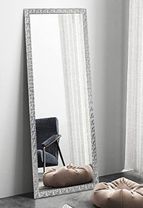lot 66 image: OGCAU Fashion Full Length Mirror, Floor Mirror with Stand, Full Body Mirror, Large Mirror, Mosaic Style Wall-Mounted Mirror for Bedroom, Living Room, Dressing Room - Silver 
