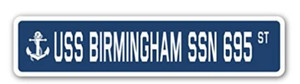 lot 71 image: USS Birmingham SSN 695 Street Sign us Navy Ship Veteran Sailor Gift