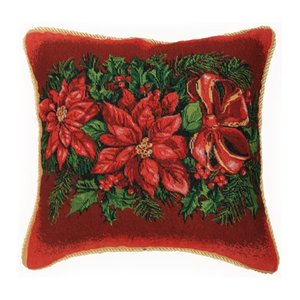 lot 102 image: Holiday Christmas Poinsettia Design 18 X 18 Cushion Cover