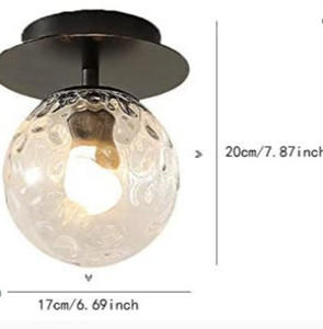 lot 106 image: Industrial Ceiling Light Fixture with Clear Glass Shade Modern Semi Flush Mount Ceiling Lights Lighting Antique Gold Flush Mount Lamps Fixture for Hallway Entryway Cafe Bar Corridor Porch Passway,Blac