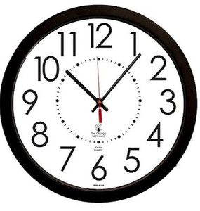lot 118 image: THE CHICAGO LIGHTHOUSE Electric Clock with White Dial, 14-12-Inch, Black Frame (67801103)