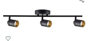 lot 121 image: VidaLite LED Track 7W Three Bulb Fixed Rail Ceiling Lighting with Rotating Heads 3000K Modern Interior Spotlight for Kitchen Art and Living Room, 2450 Lumens, 3, Black