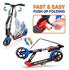 lot 137 image: Hurtle Scooter for Teenager Kick Scooter 2 Wheel Scooter with Adjustable T-Bar Handlebar� Folding Adult Kick Scooter with Alloy Anti-Slip Dec