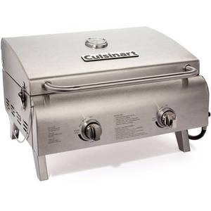 lot 27812 image: Cuisinart CGG-306 Chefs Style Portable Propane Tabletop, Professional Gas Grill, Two-Burner, Stainless Steel