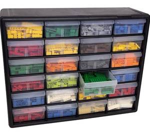 lot 30295 image: Akro-Mils 10124, 24 Drawer Plastic Parts Storage Hardware and Craft Cabinet, 20-Inch W x 6-Inch D x 16-Inch H, Black