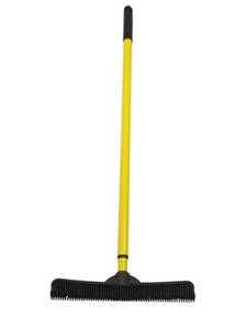 lot 30330 image: FURemover Broom Pet Hair Removal Tool with Squeegee & Telescoping Handle That Extends from 3 - 5, Black & Yellow FURemover Broom