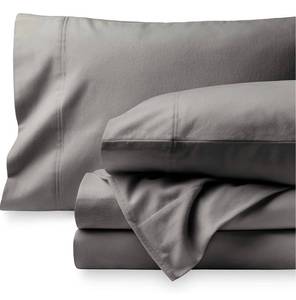 lot 30333 image: Bare Home Flannel Sheet Set 100% Cotton, Velvety Soft Heavyweight - Double Brushed Flannel - Deep Pocket (King, Grey) Plus Bonus Fitted Sheet