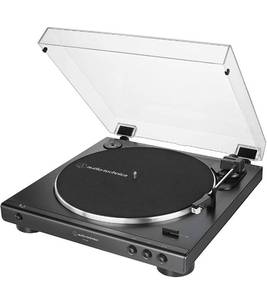 lot 31471 image: Audio-Technica AT-LP60X-BK Fully Automatic Belt-Drive Stereo Turntable, Black, Hi-Fi, 2 Speed, Dust Cover, Anti-Resonance, Die-Cast Aluminum Platter