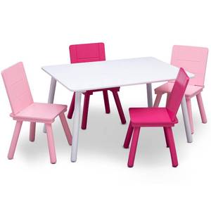 lot 31481 image: Delta Children Kids Chair Set and Table (4 Chairs Included) WhitePink