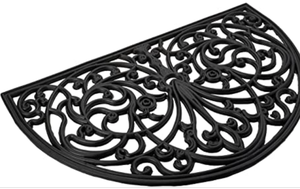 lot 34673 image: Achim Home Furnishings WRM1830IW6 Ironworks Wrought Iron Rubber Door Mat, 18 by 30,Black