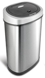 lot 34680 image: NINESTARS Automatic Touchless Infrared Motion Sensor Trash Can 13 Gal, Stainless Steel Base (Oval, SilverBlack Lid)