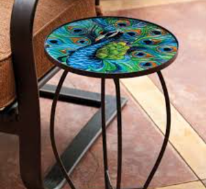 lot 34693 image: Evergreen Peacock Glass Table