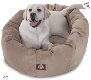 lot 34696 image: Majestic Pet Villa Bagel Dog Bed  Calming Donut Dog Bed  Cuddler Bed Washable
