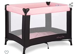 lot 34701 image: Dream On Me Nest Portable Play Yard with Carry Bag and Shoulder Strap, Pink