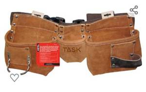 lot 35185 image: Task T77250 Weekend Warrior Work Apron, 5-pocket Leather Utility Belt with 2-Inch Wide Polymer Belt Quick Release Buckle - Adjusts from 36 - 54