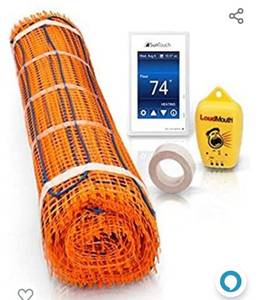 lot 35205 image: SunTouch TapeMat Electric Under Floor Heating Kit with Command Touch Programmable Thermostat 120V, 2.0 x 75.0 (150 Sq. Ft.), Orange
