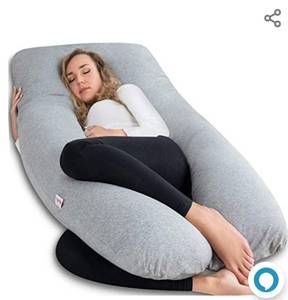 lot 35237 image: AngQi Pregnancy Pillows, U Shaped Pregnancy Body Pillow for Sleeping,Maternity Pillow for Pregnant Women with Cooling Jersey Cover, Grey