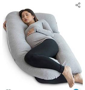 lot 35257 image: Pregnancy Pillow, Grey U-Shape Full Body Pillow and Maternity Support - Support for Back, Hips, Legs, Belly for Pregnant Women,