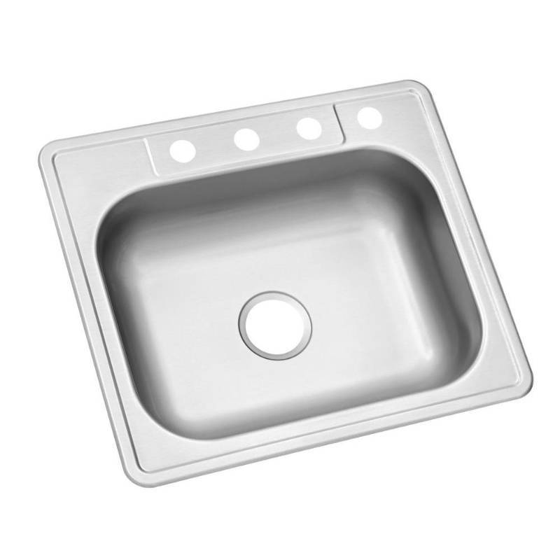 Bay Top Mount Stainless Steel 25 in. 4-Hole Single Bowl Kitchen Sink ...
