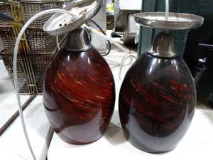lot 1877 image: 2 hanging pendant lights