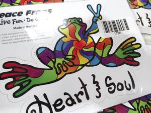 lot 1786 image: Peace Frog  Heart and Soul Magnetic Bumper Stickers