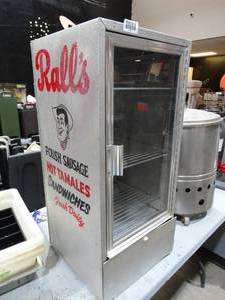 lot 1812 image: Ralls Polish Sausage  Hot Tamales  Sandwiches  Warmer - Sales Rack- Very cool vintage display warmer