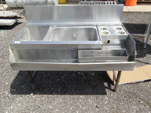 lot 1990 image: Stainless steel ice well w bottle holder & utensil holders