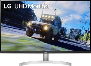 lot 100 image: LG - 32 UHD HDR Monitor with FreeSync, White  (Retails $266)