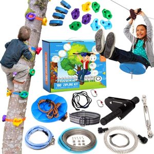 lot 62375 image: Hyponix 160120 Zipline Kits for Backyard for Adults  Kids - 100% Stainless Steel - Zip Line - Backyard Zipline Kit for Kids - Zipline for Kids Outdoor - Zip Lines for Backyard Kids and Adults  (Retails $219)