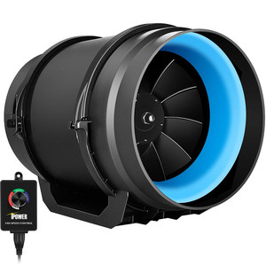 lot 62376 image: iPower GLFANXINLINEEXPC8 8 Inch 550 CFM Inline Duct Fan with Variable Speed Controller Ventilation, Quiet HVAC Exhaust Blower, Black
