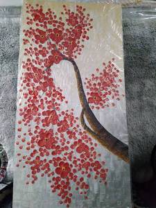 lot 62417 image: YaSheng Art - hand-painted Oil Painting On Canvas Texture Palette Knife Red Flowers Paintings Modern Home Decor Wall Art Painting Colorful 3D Flowers Tree Paintings Ready to hang  (24 x 48 inch)