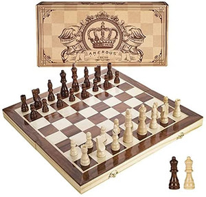 lot 63427 image: Amerous Chess Set, 12x12 Wooden Standard Travel International Chess Board Game  (PIECES NOT INCLUDED)