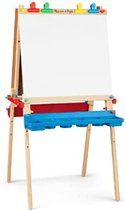 lot 63429 image: Melissa & Doug Deluxe Standing Art Easel - Dry-Erase Board, Chalkboard, Paper Roller