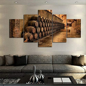 lot 63434 image: Multi panel art piece--wine, cheese, grapes   (SOLD AS IS)