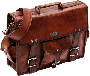 lot 63471 image: Handmade World Leather Messenger Bags 15 for Men Women Mens Briefcase Laptop Computer Satchel School Distressed Bag   (Retails $63.00)