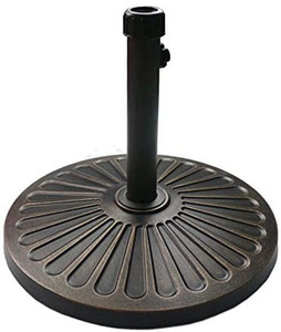 lot 63474 image: Outsunny 21.5 in. Round Resin Patio Umbrella Base with Beautiful Decorative Pattern & Easy Setup in Bronze  (Stock photo is different than actual product)