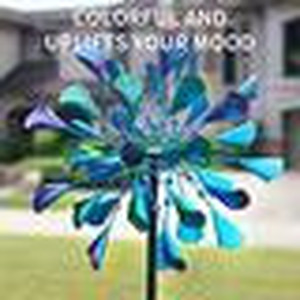 lot 63490 image: DECOROCA Kinetic Wind Spinners Outdoor Metal - 72 Inches Wind Catchers for Outdoor Yard Patio Lawn Garden Decorations, Double Windmill Spinner with Stable Metal Stake