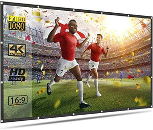 lot 63501 image: OWLENZ 120 Projector Screen 169 4K HD Portable Anti Crease Projection Screen Video Film Screen for Home Theater Indoor Movie Activities Support Front Rear Projection