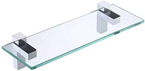 lot 63504 image: KES Tempered Glass Shelf, Bathroom Shelf with 19.6 Inch Rectangular Glass (8mm Thick) Extended Wall Mount, Polished Chrome, BGS3201